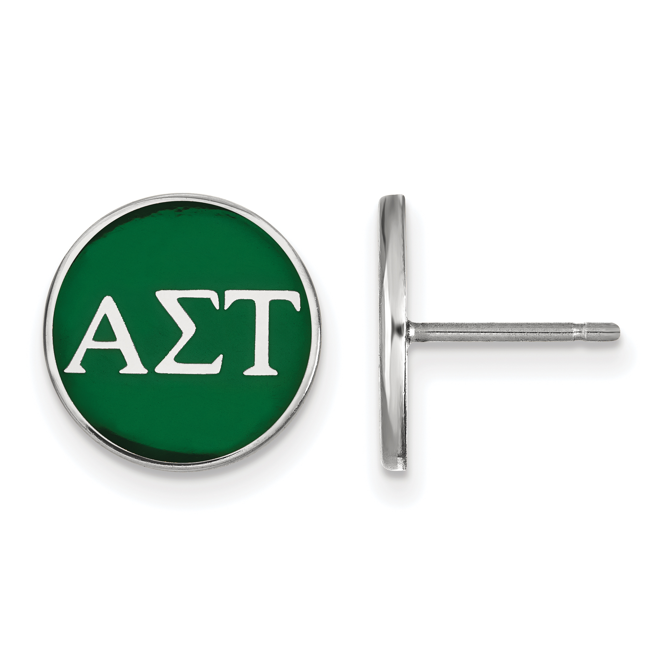 Sterling Rhodium-Plated Alpha Sigma Tau Sorority Color Enamel Post Earrings 99$